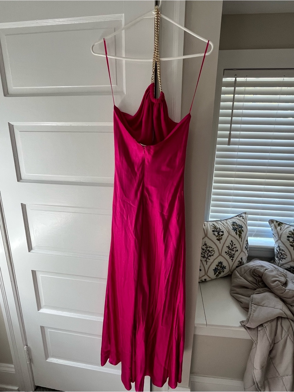 Astr Kazia Halter Maxi Dress in Fuchsia Satin - Picture 6 of 7